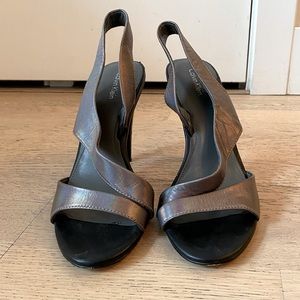 Calvin Klein Metallic Minimalist Sling Back Heels